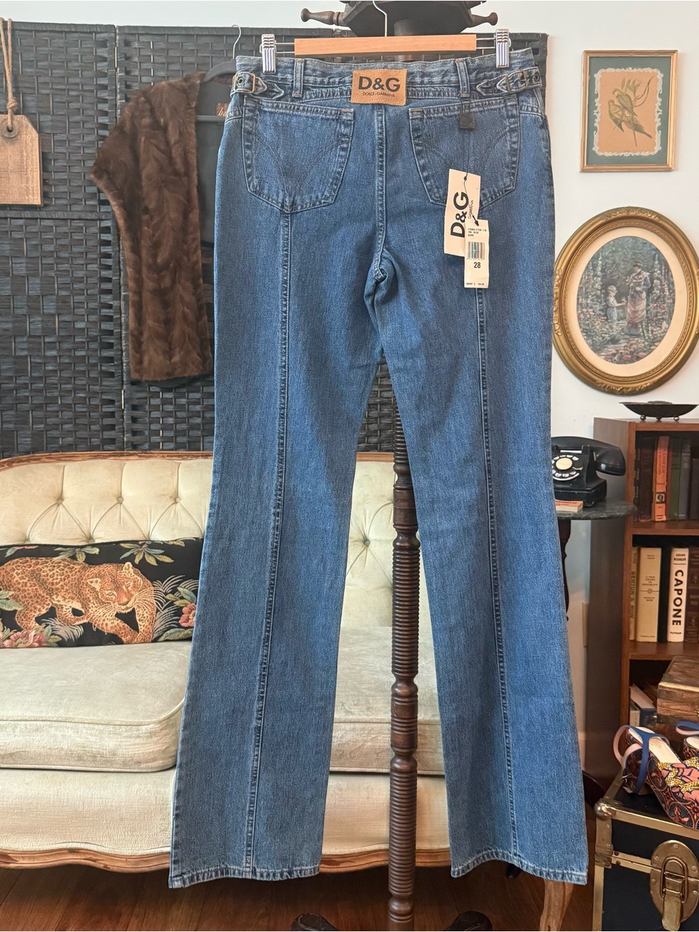 💙Y2K Dolce & Gabbana D&G Vintage Blue Med Wash Straight Jeans NWT Italy 28 Tall